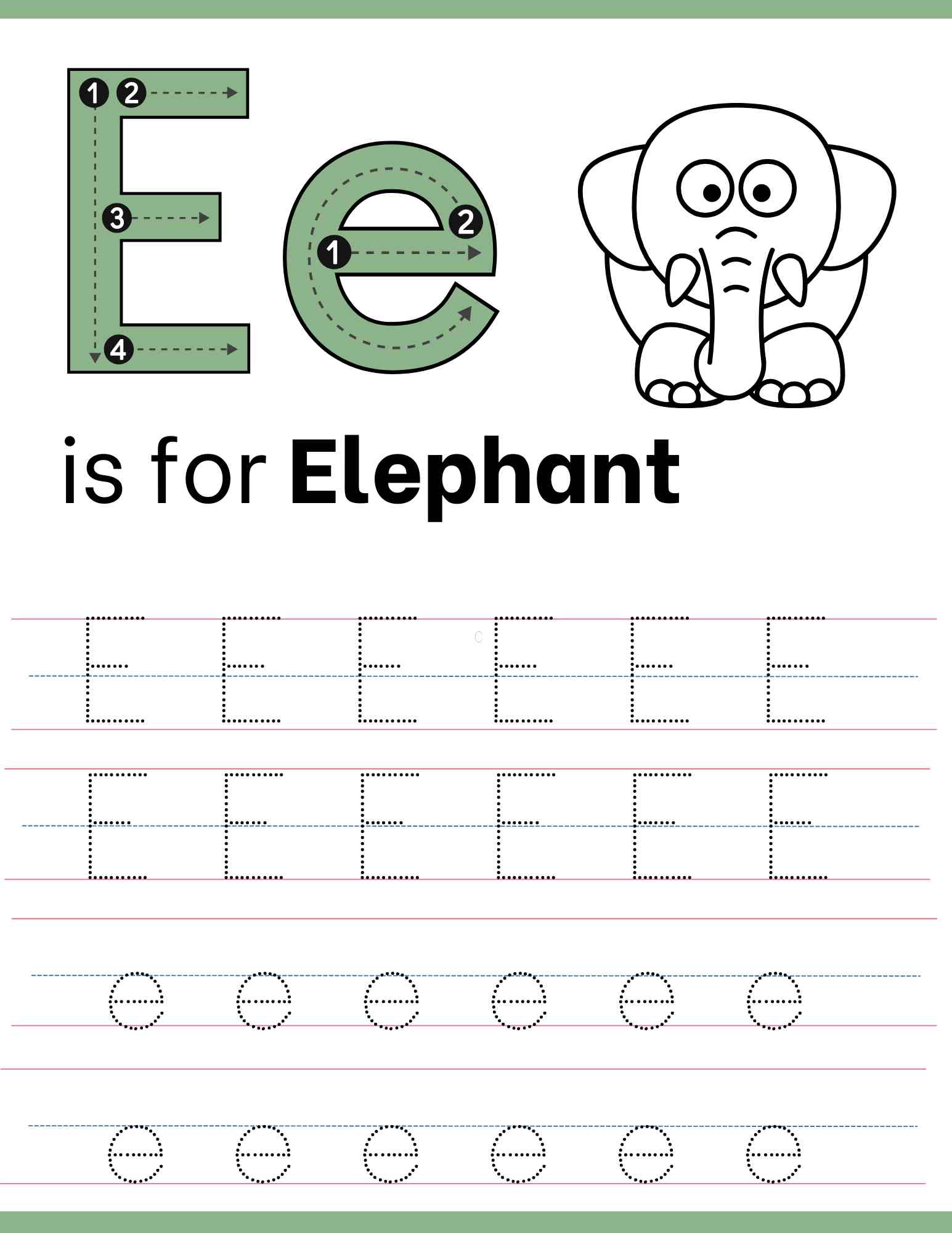 Free Letter E Tracing Worksheets - Faith Phonics